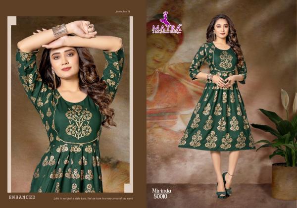 Mayra Mirinda Rayon Gold Print Designer Kurti Collection